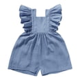thumbnail image 1 of XDZJLR Girls' Jumpsuits & Rompers Baby Boys Playsuits Ruffled Fly Sleeve Newborn Linen Overalls Infant Summer Clothes Romper Blue 6-12 Months, 1 of 2