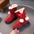 thumbnail image 4 of MIASHUI Girls Winter Warm Snow Boots Solid Color Side Zipper Thick Soles Shoes,Red,3.5-4 Years, 4 of 4