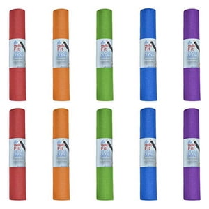 Hello Fit Yoga Mats, Bulk 10 Pack, Affordable Exercise Gym Mats with Non-Slip Texture, Easy to Clean, Assorted
