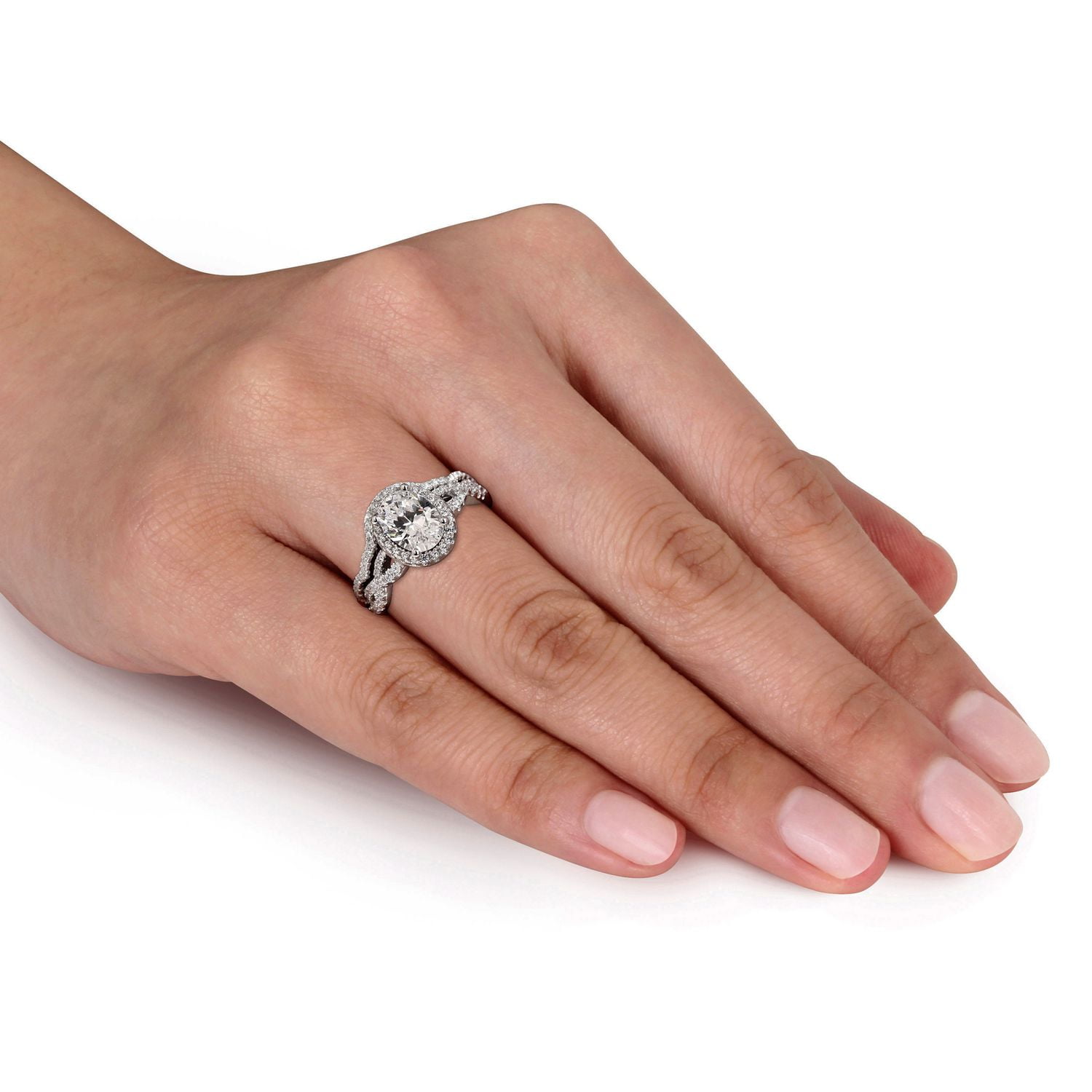 Ensemble nuptial de style auréole avec zircons cubiques de 2,88 ct PBT en argent sterling de Miabella
