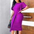 thumbnail image 2 of KIHOUT Robe Femme Mode Couleur Col Rond Tempérament Robe de Bureau, 2 of 7