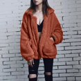 thumbnail image 3 of Ladies Loose Plush Long Sleeve Zipper Pullover Pocket Color Sweater Coat, 3 of 6