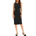 thumbnail image 2 of INSPIRE CHIC Robe Midi Élégante Sans Manches pour le Travail pour Femme, Col Rond, Moulante, Fourreau, TG, Noir, 2 of 5