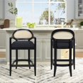 thumbnail image 2 of Americana 27" Cane Back Counter-Height Bar Stool Natural Black Linen, 2 of 10