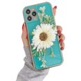 thumbnail image 1 of Étui Robuste pour iPhone 11 Pro Max, Bracelet Chaîne de Poignet, Style Fleur de Luxe - Bleu, 1 of 5