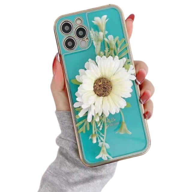 Étui Robuste pour iPhone 11 Pro Max, Bracelet Chaîne de Poignet, Style Fleur de Luxe - Bleu