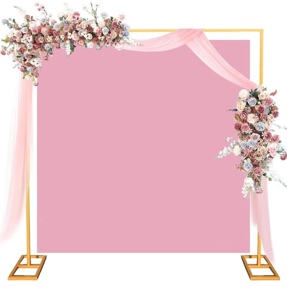 Towallmark 8FT x 8FT Wedding Arch Backdrop Stand - Square Metal Frame for Balloon Garland, Backdrop Decor - Rust-Resistant for Wedding, Birthday, Baby Shower, Bridal Shower & Photography,pink