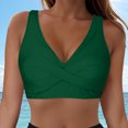 thumbnail image 2 of Huesdet Bikini Tops for Women Triangle Bikini Top Ribbed Push up Padded Halter String Bathing Suits Top(Green,S), 2 of 9