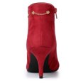 thumbnail image 4 of Unique Bargains Bottines à Talons Aiguilles à Bout Pointu avec Fermeture Éclair pour Femmes Rouge 10, 4 of 7