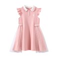 thumbnail image 1 of LOVZFMLL Girls' Summer Short Sleeve Ruffled Lace Round-Neck Embroidery Mesh Princess Bow Skirt, 1 of 8