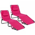 thumbnail image 1 of Gymax 2PCS 5-Position Lounge Chair Adjustable Beach Chaise w/ Face Cavity & Pillows, 1 of 10