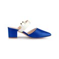 thumbnail image 3 of BLISSFUL STEP Mules pour Femmes Bout Pointu Bride à Boucle Talon Bloc Chaussures à Enfiler Bleu Blanc 8, 3 of 7