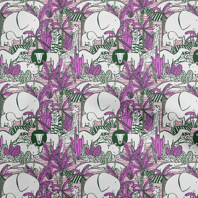 oneOone Velvet Purple Fabric Kids Animal Sewing Craft Projects Fabric Prints By Yard 58 Inch Wide