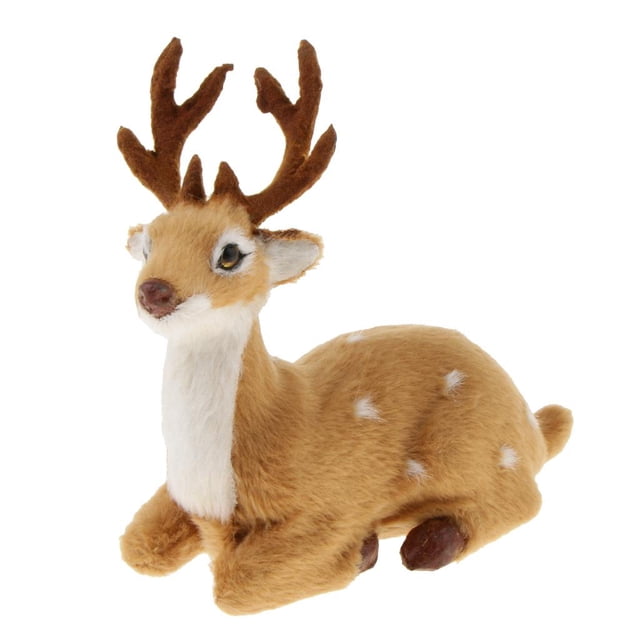 veasfak Simulation Lying Sika Deer Reindeer Elk Animal Model Figurine Home Decor Arts 8