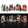 thumbnail image 1 of Ensemble de Village de Noël en Résine Scène de Noël Village Maisons Miniatures Éclairées à DEL Ville pour Table et Foyer, 1 of 8