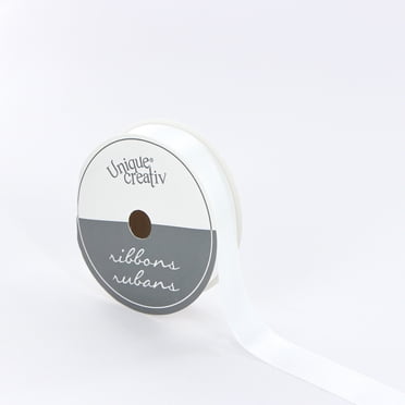 UNIQUE CREATIV White Satin Ribbon 15 mm (0.59 in) × 5.5 m (5/8 in × 6 yd), 5.49 m (18 ft)