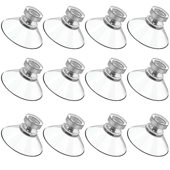 CUITING Clear Glass Suction Cups Set of 12. 40mm Suction Cups with Transparent Screw Hooks and No Traditional Hooks Suitable for Kitchens Bathrooms Windows Walls Cars Etc. Brass Wall Mou