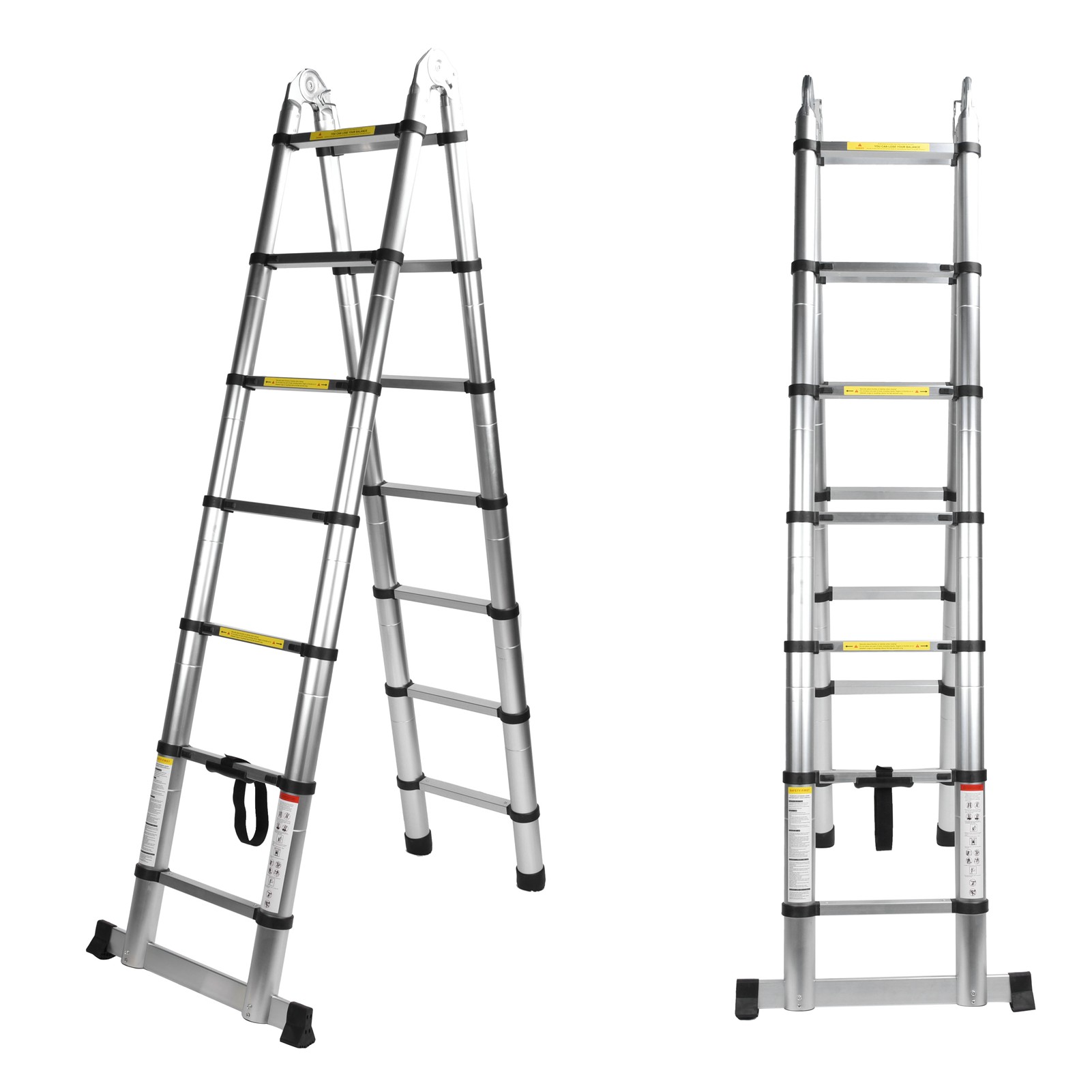 Telescopic Ladder, 4.4m Aluminum Alloy Ladder, DIY Foldable Extendable Ladder With Multi-Function Telescopic Extension, Load 330lbs 150kg