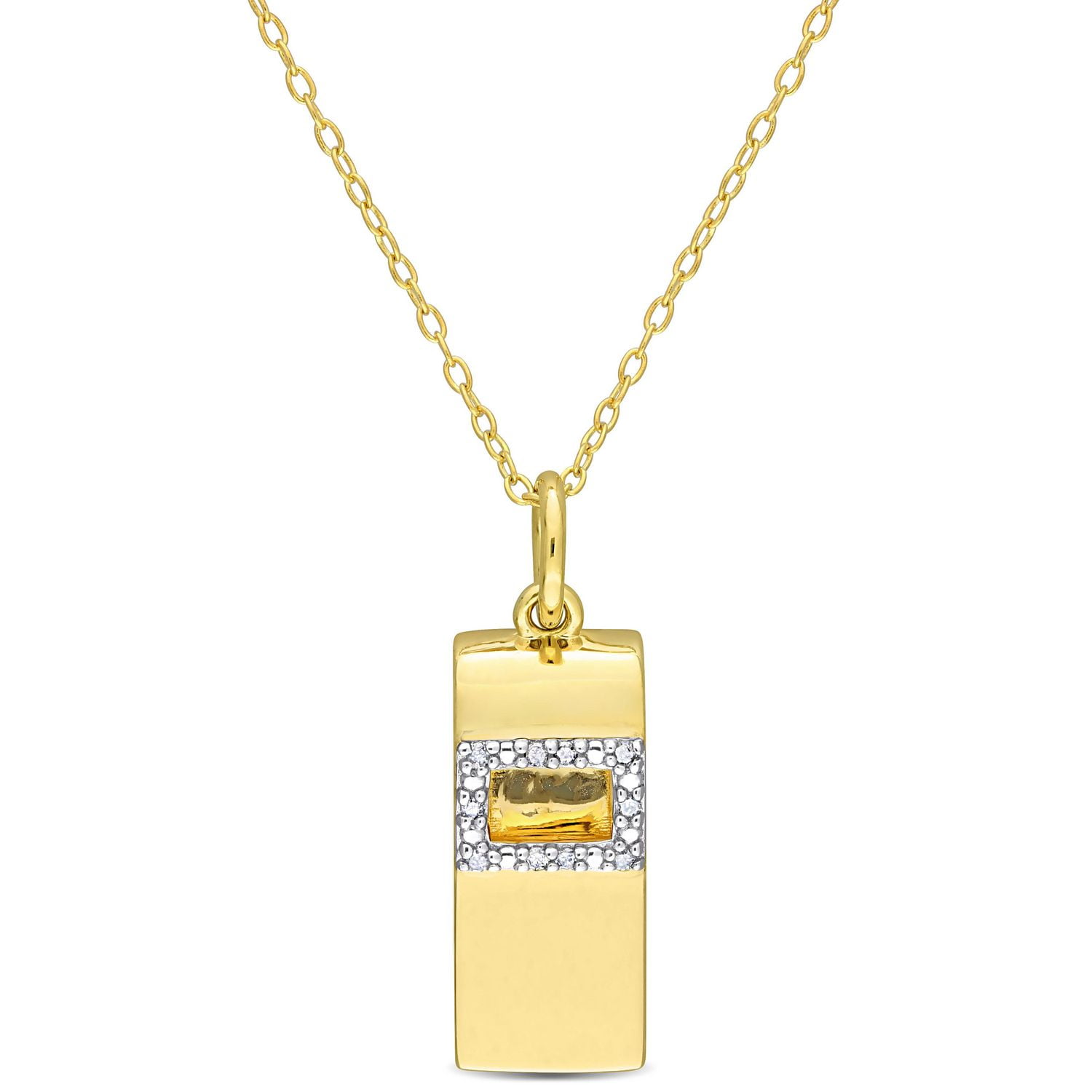Collier pendentif en forme de sifflet Miabella d'accent de diamant en Argent Sterling Plaqué Jaune