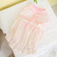 thumbnail image 4 of CBFFDC Puppy Skirt Breathable Mesh Dog Dress Striped Print Buttons Decor Ruffled Hem Contrast Color Patchwork Puppy Summer Skirt, 4 of 5