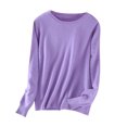 thumbnail image 1 of AherBiu T-Shirts à Manches Longues pour Femmes, Couche de Base, T-Shirt, Couleur Unie, Col Ras du Cou, Blouse Confortable, 1 of 3