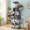 thumbnail image 4 of FEANDREA Multi-Level Plush Cat Tree with Scratching Posts, Perches, Condos, Basket, Hammock and Hanging Toy, Gray, 4 of 8