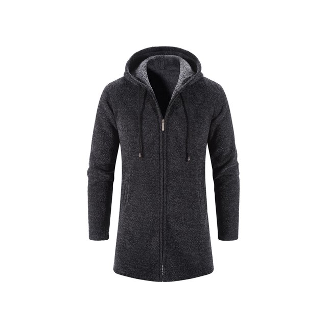 CEHVOM Men's New Autumn Long Casual Color Hooded Knitted Cardigan Jacket