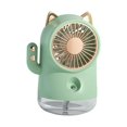 thumbnail image 4 of Cat Electric Fan Desktop 3 Speeds Modes Portable Silent Rechargeable Spray Water Green, 4 of 7