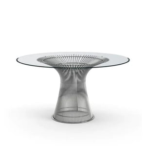 Table à manger Palma avec plateau en verre trempé et base en métal chromé