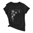 thumbnail image 4 of Women Plus Size Print Round Neck Short Sleeved T-shirt Blouse Tops, 4 of 7