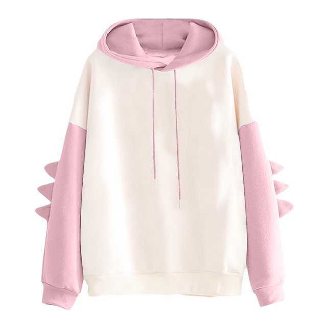 Pompotops Mode Femmes Décontracté Uni Manches Longues Sweat-Shirt Dinosaure Tops