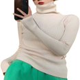 thumbnail image 4 of MesaSe Women Ribbed Knit Tops Long Sleeve Turtleneck Solid Color Slim Fit Sweater, 4 of 6