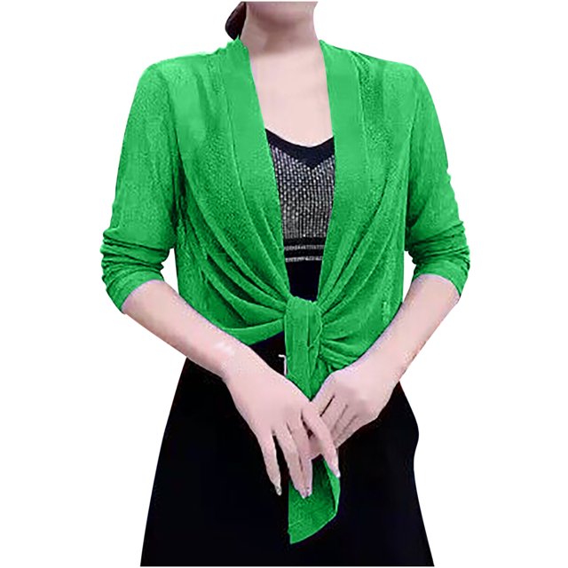 Yuyuzo Womens Cropped Cardigans for Dresses Long Sleeve Open Front Lightweight Knit Sweaters