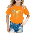 thumbnail image 1 of LUOGENLI T-Shirt pour Filles Enfant Filles Mignon Mode Imprimé Col Rond Manches Courtes Tee Été Décontracté Doux Ample T-Shirt Hauts Chandails de Pâques pour Filles 2025 Orange 8-10 Ans, 1 of 5