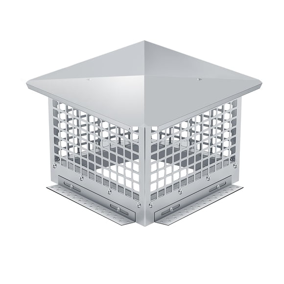 304 Stainless Steel Chimney Cap with Spark Arrestor and Mesh, Adjustable Weatherproof Vent Cover for 8-17 inch Pipes, Rust Proof Animal Guard for Outdoor Clay Flue Tile, Silver