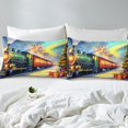 thumbnail image 4 of Erosebridal Ensemble de Draps de Lit Train Rouge Vert Format Simple, Ensemble de Literie Cadeaux Bonne Année, Déco de Chambre pour Enfants, 3 Pcs, 4 of 6