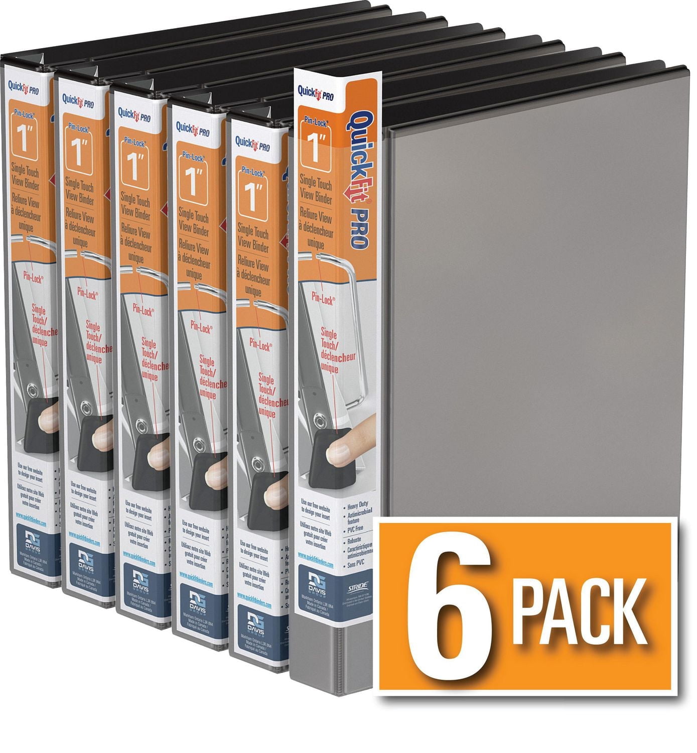 QuickFit® Pro Heavy Duty Single Touch Pin-Lock® View Binder, 6 Pack, 1"
