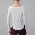 thumbnail image 4 of Timegard Workout Tops for Women Scoop Neck Long Sleeve Crop Tops Irregularly Athletic Running Tee Shirts, 4 of 4