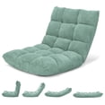 thumbnail image 1 of Costway Chaise de Sol Réglable à 14 Positions, Chaise de Jeu Paresseuse Pliante, Sofa Coussiné, Neuf, Vert, 1 of 10