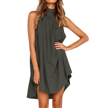 Heliisoer Robe Irrégulière d'Été pour Femmes, Robe de Plage Sans Manches pour Fête