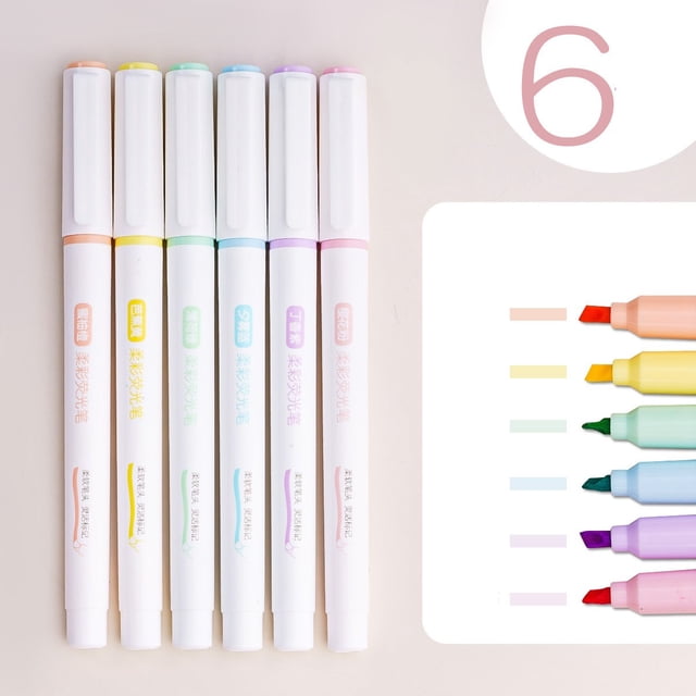 ZTTD 6 Pack Aesthetic Highlighters, Chisel Tip, Discreet Pastel Color, No Bible Smudge, Assorted Color Highlighters, Pastel Highlighter Set, Mildliner Highlighters