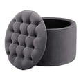 thumbnail image 1 of TOV Furniture Queen Ottomane de Rangement en Velours, Gris, 1 of 3