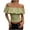 #208-Green, variant on Craaazy Womens Short Sleeve Tops Solid Color Ruffle Trim Smocked Waist Off-Shoulder Crop Casual Tops for Spring Summer Daily Wear