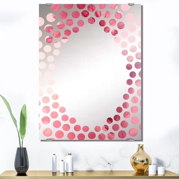 Designart "Radiant Pink Polar Smoke III" Abstract Oversized Wall Mirror - Modern Abstract Hallway Decorative Wall Mirrors - Multiple Color Options