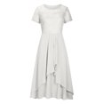 thumbnail image 4 of EGNMCR Robes de Soirée pour Femmes, Robes Formelles pour Femmes, Robes de Cocktail pour Femmes Femmes Unies à Manches Courtes Col Rond Dentelle Mousseline Maille Taille Robes de Fête Jupe en Mousseline pour Femmes, 4 of 6