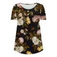 thumbnail image 4 of SMihono Hauts pour Femmes Été Décontracté Mode Féminine T-shirt Imprimé Ample Manches Courtes Blouse Col Rond Hauts Décontractés T-shirt Oversize pour Femmes, 4 of 5