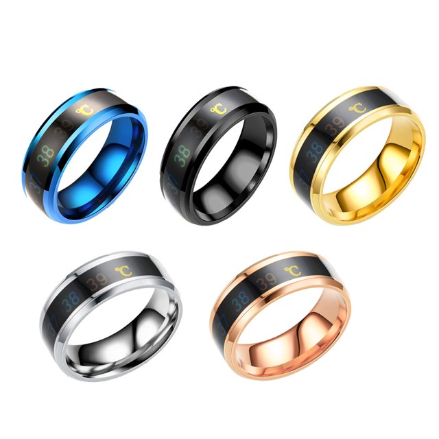 Couple Rings Delicate Ring Smart Sensor Body Small Lightness Temperature Small Lightness Finger Jewelry Wedding Women Engagement Blue 8#