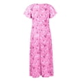 thumbnail image 3 of Robe Décontractée Tendance pour Femme Style Évasé Chiffon Floral à Volants Manches Courtes Col en V Taille Fluide Robes à la Mode pour le Quotidien, 3 of 4