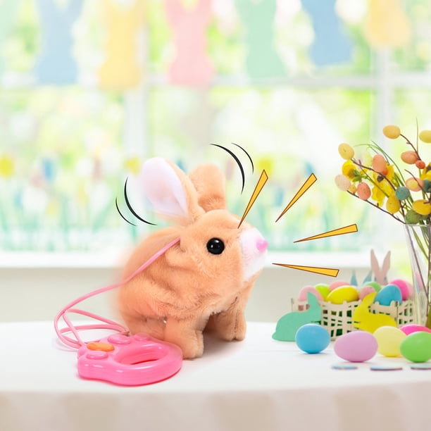 Lapin En Peluche Interactif – Jouet électrique Sauteur Avec Sons, Oreilles Mobiles, Mastication – Pour Enfants 3 Ans Et Plus – Blanc