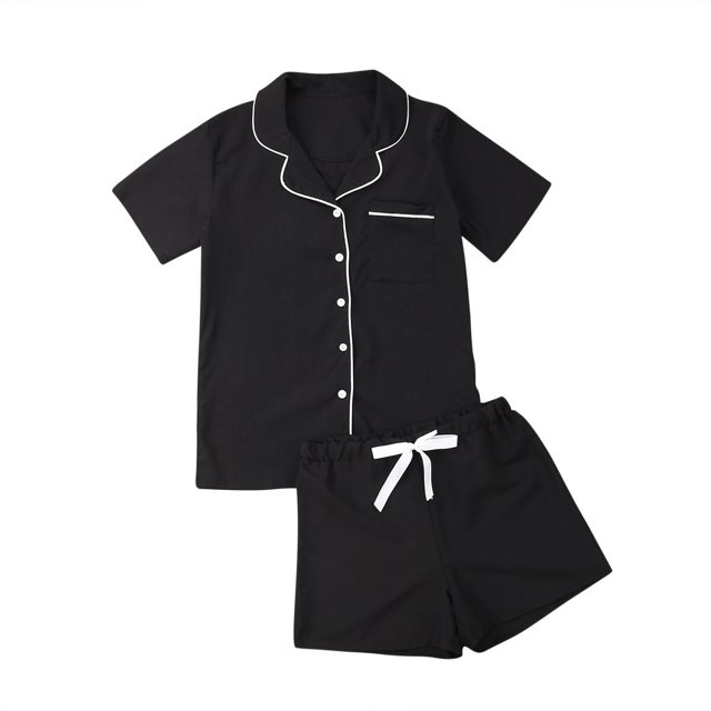 Ensemble de Pyjama d'Été pour Femme Manches Courtes Haut de Nuit+pantalon Tenue d'Intérieur Vêtement de Nuit